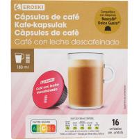 Café c/leche descafeinado comp. Dolce Gusto EROSKI, caja 16 uds Café c/leche descafeinado comp. Dolce Gusto EROSKI, caja 16 uds