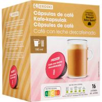 Café c/leche descafeinado comp. Dolce Gusto EROSKI, caja 16 uds