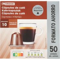 Café expresso intenso comp. Nespresso EROSKI, caja 50 uds Café expresso intenso comp. Nespresso EROSKI, caja 50 uds