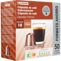 Càpsules cafè espresso intens EROSKI, 50 u