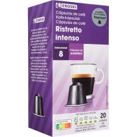 Café Ristreto intenso compatible Nespresso EROSKI, caja 20 uds