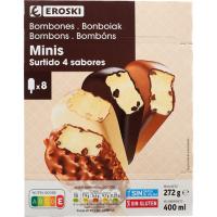 Surtido mini bombones 4 sabores EROSKI, pack 8x50 ml Surtido mini bombones 4 sabores EROSKI, pack 8x50 ml