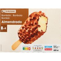 Helado bombón almendrado grande EROSKI, pack 4x120 ml Helado bombón almendrado grande EROSKI, pack 4x120 ml