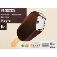 Helado bombón negro grande EROSKI, pack 4x120 ml Helado bombón negro grande EROSKI, pack 4x120 ml