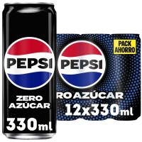 Refresco de cola sin azúcar PEPSI ZERO, pack 12x33 cl Refresco de cola sin azúcar PEPSI ZERO, pack 12x33 cl