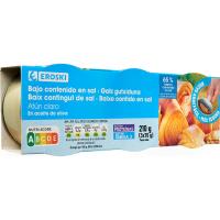 Tonyina clara en oli baix en sal EROSKI, pack 3x70 g