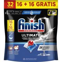 Lavavajillas máquina FINISH ULTIMATE, bolsa 16+16 dosis