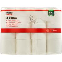 Paper higiènic 2 capes EROSKI BASIC, paquet 24 u Paper higiènic 2 capes EROSKI BASIC, paquet 24 u