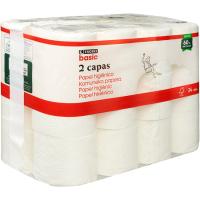 Paper higiènic 2 capes EROSKI BASIC, paquet 24 u