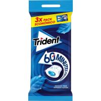 Xiclet de menta sense sucre 60 minuts TRIDENT, pack 3x22 g Xiclet de menta sense sucre 60 minuts TRIDENT, pack 3x22 g