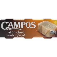 Atún claro en aceite de girasol CAMPOS, pack 3x70 g