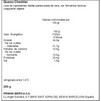 Queso Cheddar gran reserva LEISTON, taco 200 g