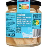 Bonito del norte al natural EROSKI, frasco 150 g Bonito del norte al natural EROSKI, frasco 150 g