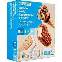 Gelats assortit sense sucres afegits EROSKI, pack 6 u