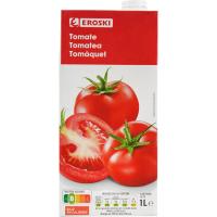 Zumo de tomate EROSKI, brik 1 litro Zumo de tomate EROSKI, brik 1 litro