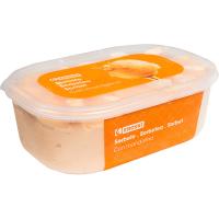 Helado sorbete de mandarina EROSKI, tarrina 1 litro