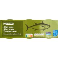 Atún claro en aceite de oliva MSC EROSKI, pack 3x92 g