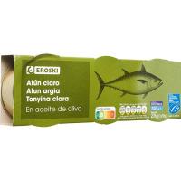 Atún claro en aceite de oliva MSC EROSKI, pack 3x92 g