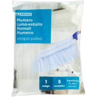 Plumero atrapa polvo desechable EROSKI, 1 mango + 5 recambios Plumero atrapa polvo desechable EROSKI, 1 mango + 5 recambios