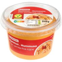Hummus de pimiento rojo EROSKI, tarrina 240 g