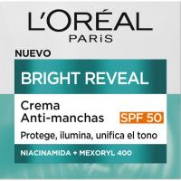 Crema anti manchas bright reveal SPF50 L'OREAL, tarro 50 ml Crema anti manchas bright reveal SPF50 L'OREAL, tarro 50 ml