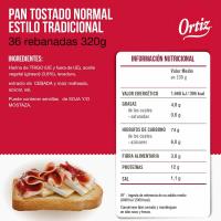 Pa torrat tradicional ORTIZ, 36 llesques, paquet 320 g