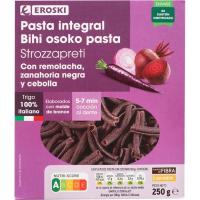 Pasta integral strozzapreti remolatxa EROSKI, caixa 250 g