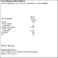 Cava brut nature pure MASCARÓ, botella 75 cl