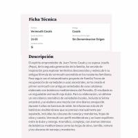 Vermut CASALS, ampolla 75 cl