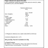 Yogurt natural azúcar de caña LA FAGEDA, pack 4x125 g