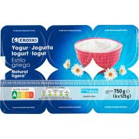Yogur griego natural light 2% EROSKI, pack 6x125 g