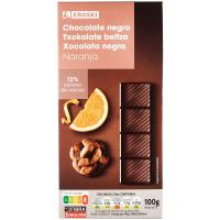 Xocolata negra 72% cacau-taronja EROSKI, rajola 100 g