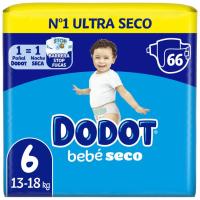 Pañal 13-18 kg Talla 6 DODOT BEBÉ SECO, paquete 66 uds Pañal 13-18 kg Talla 6 DODOT BEBÉ SECO, paquete 66 uds