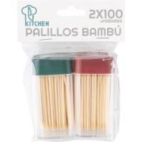 Escuradents de bambú pots colors assortits Quin t'arribarà? KITCHEN, pack 2x100 u