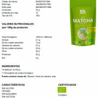 Matcha en pols bio SOLNATURAL, bossa 70 g