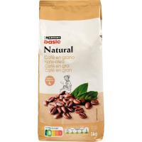 Café natural en grano EROSKI BASIC, paquete 1 kg