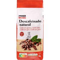 Café grano descafeinado EROSKI BASIC, paquete 1 Kg