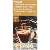 Café molido expreso natural EROSKI, paquete 250 g Café molido expreso natural EROSKI, paquete 250 g