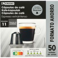 Café espresso extra intenso comp. Nespresso EROSKI, caja 50 uds Café espresso extra intenso comp. Nespresso EROSKI, caja 50 uds