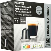 Café espresso extra intenso comp. Nespresso EROSKI, caja 50 uds