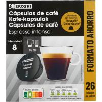 Café intenso compatible Dolce Gusto EROSKI, caja 26 uds Café intenso compatible Dolce Gusto EROSKI, caja 26 uds