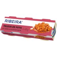 Trozos de pota en salsa americana RIBEIRA, pack 3x80 g