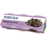 Trozos de pota en tinta RIBEIRA, pack 3x80 g