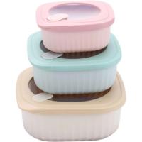 Hermètic quadrat lliure BPA, 1400/580/450 ml tapa colors, soft CASTEY, set 3 u