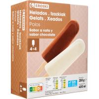 Pols de nata i xocolata EROSKI, pack 8x35 g