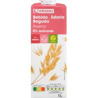 Beguda de civada 0% sucres amb calci EROSKI, brik 1 litre