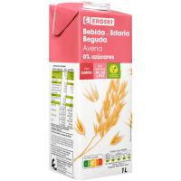 Beguda de civada 0% sucres amb calci EROSKI, brik 1 litre