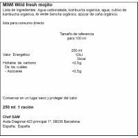 Refresc de kombucha sabor mojito MIWI, llauna 25cl