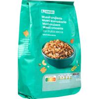 Muesli crujiente con frutos secos EROSKI, bolsa 500 g
