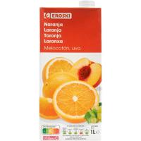 Zumo naranja y melocotón EROSKI, brik 1 litro